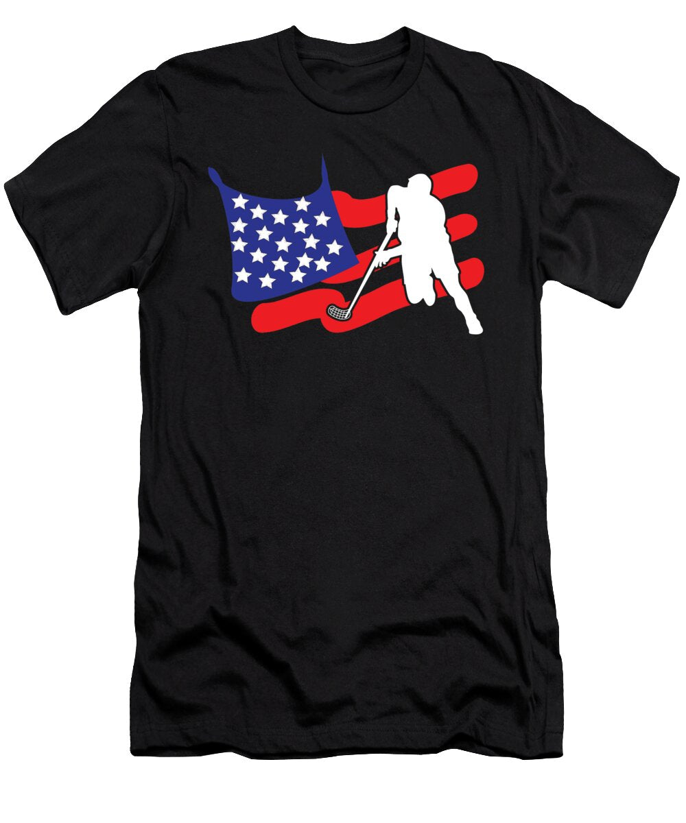 Hockey Fan Gift American Flag Ice Hockey Player Gift Idea Kanig Designs T-Shirt