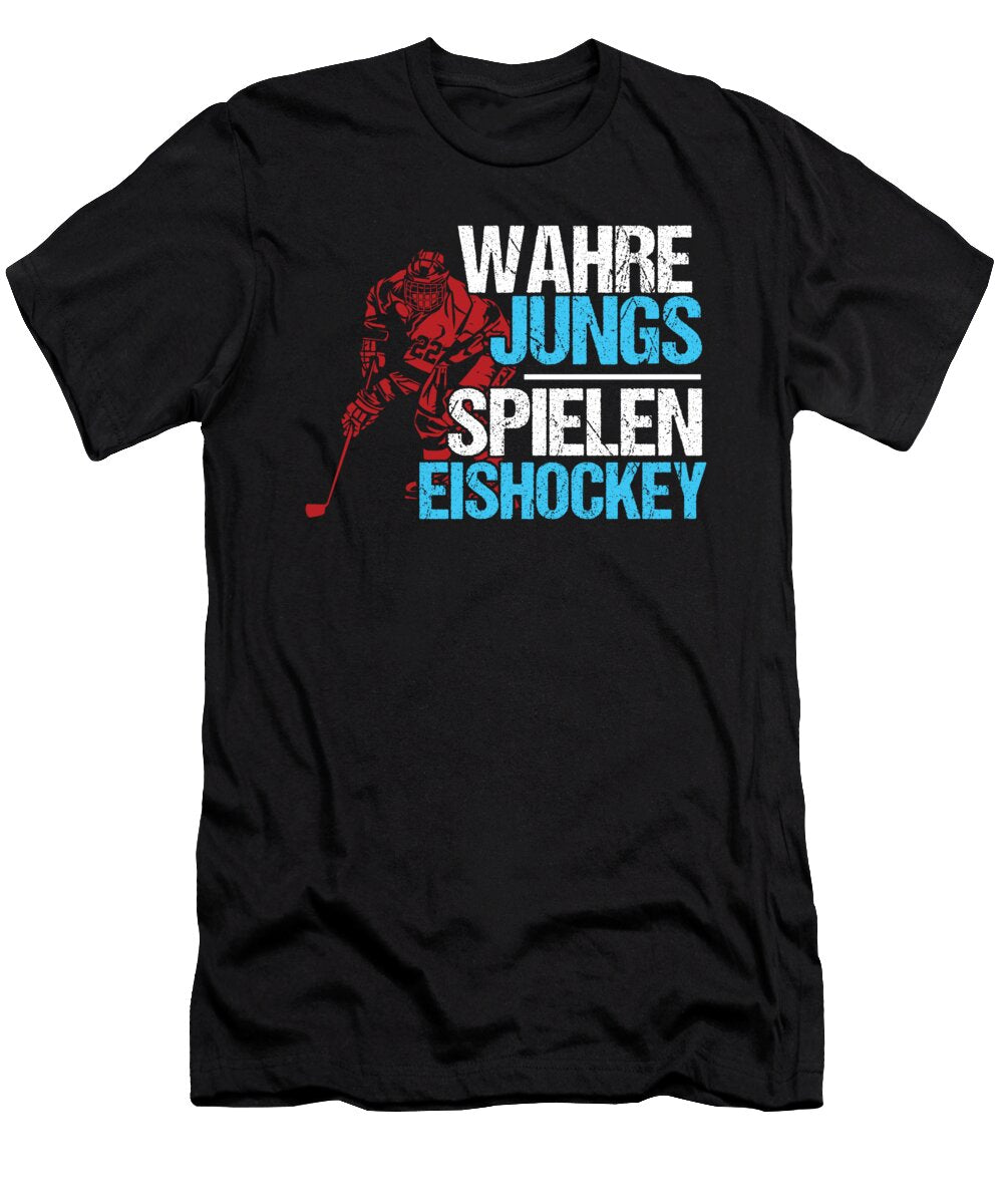 Hockey Game Goalie Net Field Stick Shinny Gift Real Guys Playing Ice Hockey Thomas Larch T-Shirt