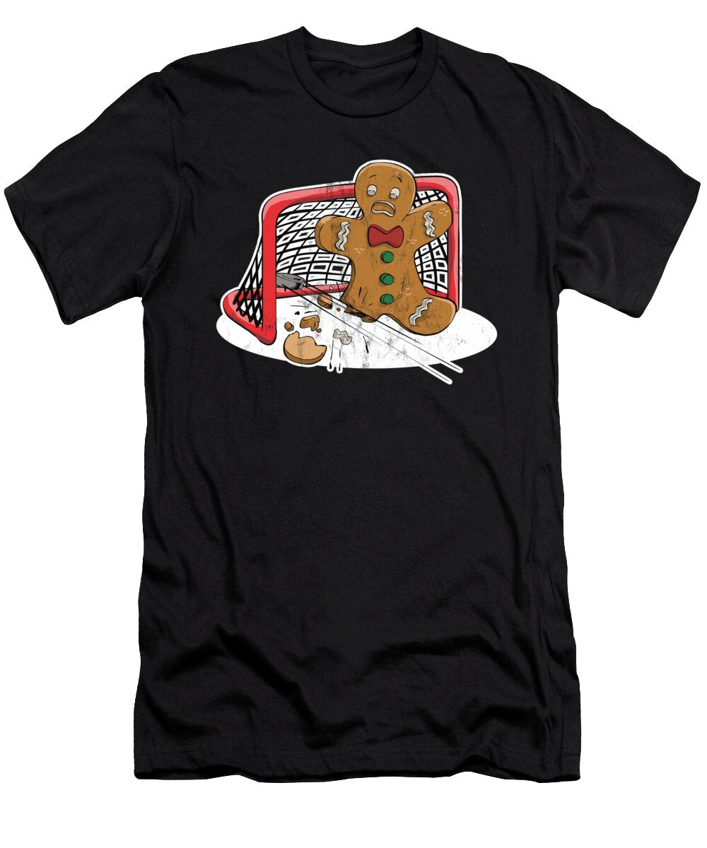 Hockey Goalie Funny Christmas Gingerbread Man Goalie Noirty Designs T-Shirt