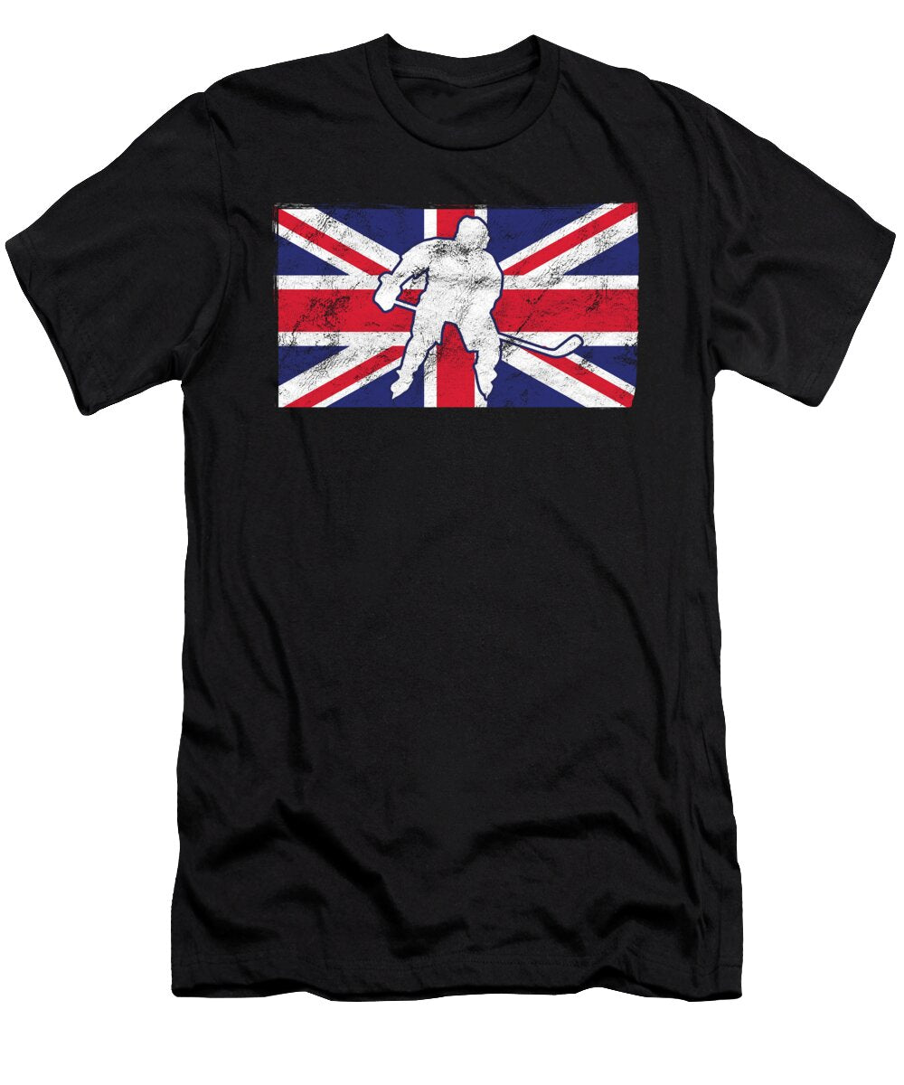 Hockey Great Britain Flag British Ice Skate Hockey Players Shinny Goalie Gift Thomas Larch T-Shirt