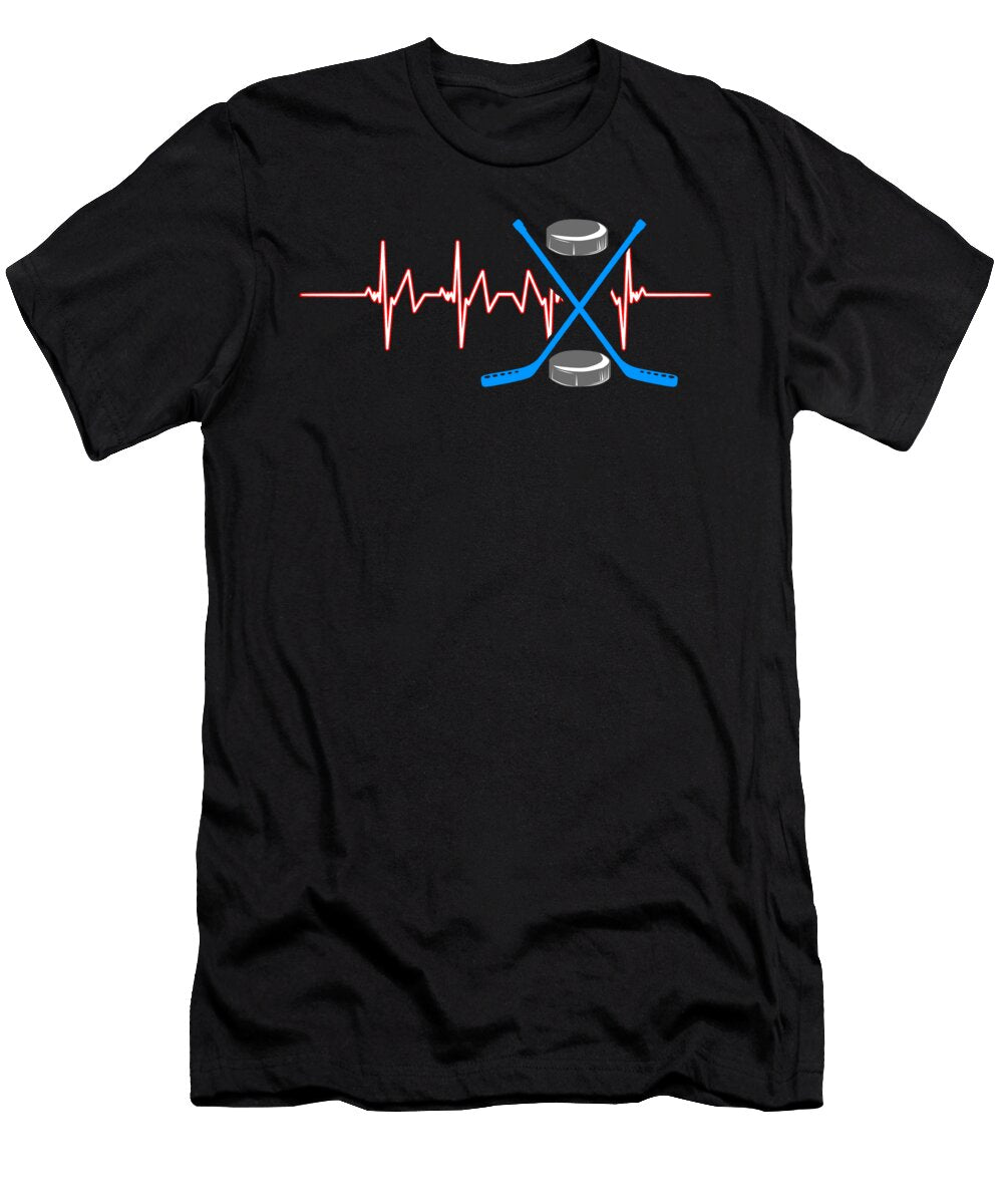 Hockey Heartbeat Game Goalie Net Field Stick Shinny Gift Thomas Larch T-Shirt