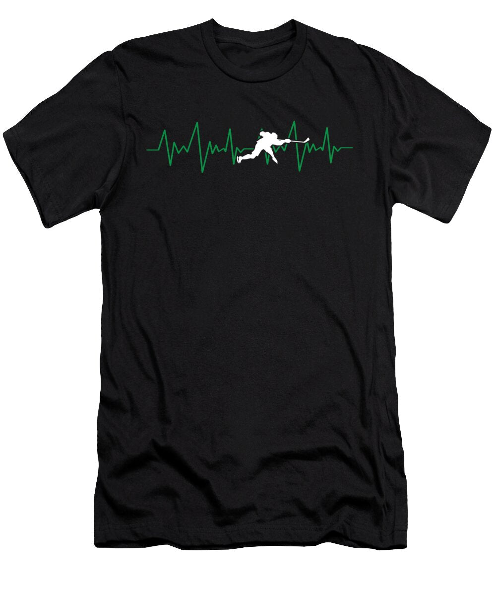 Hockey Heartbeat Ice Hockey Skate Skating Game Goalie Net Field Stick Shinny Gift Thomas Larch T-Shirt