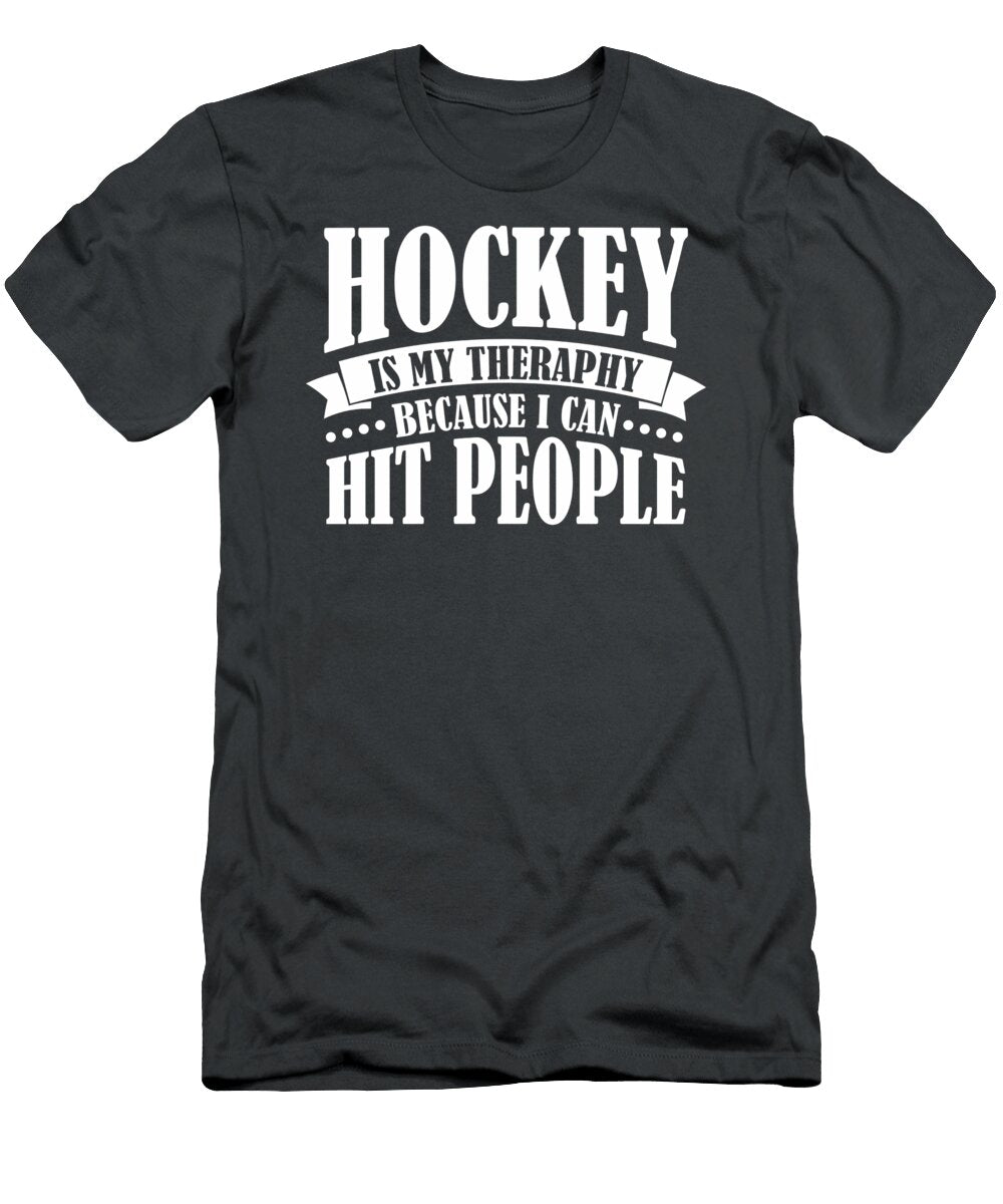 Hockey Is My Therapy Hockey for Men Women Kids Player Team Coach Crazy Squirrel T-Shirt