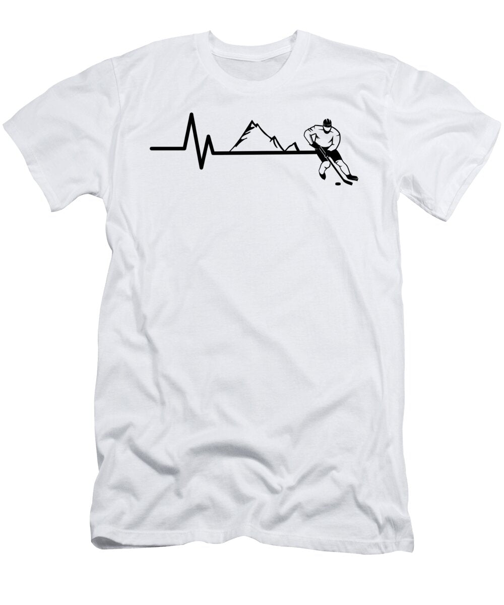 Hockey Player Heartbeat Funny Ice Hockey Eq Designs T-Shirt