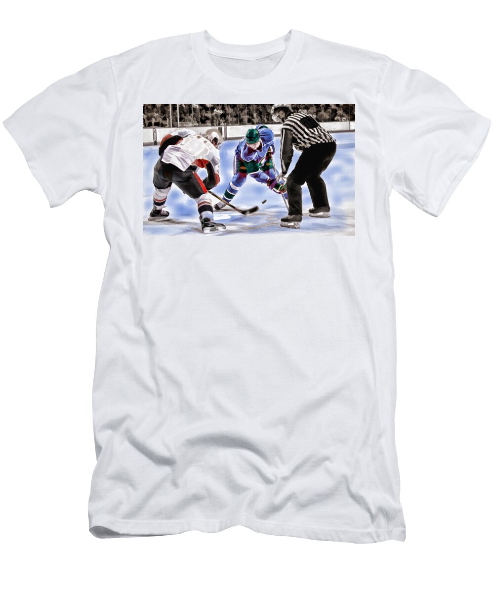Hockey Players and Referee in Bold Watercolor Elaine Plesser T-Shirt