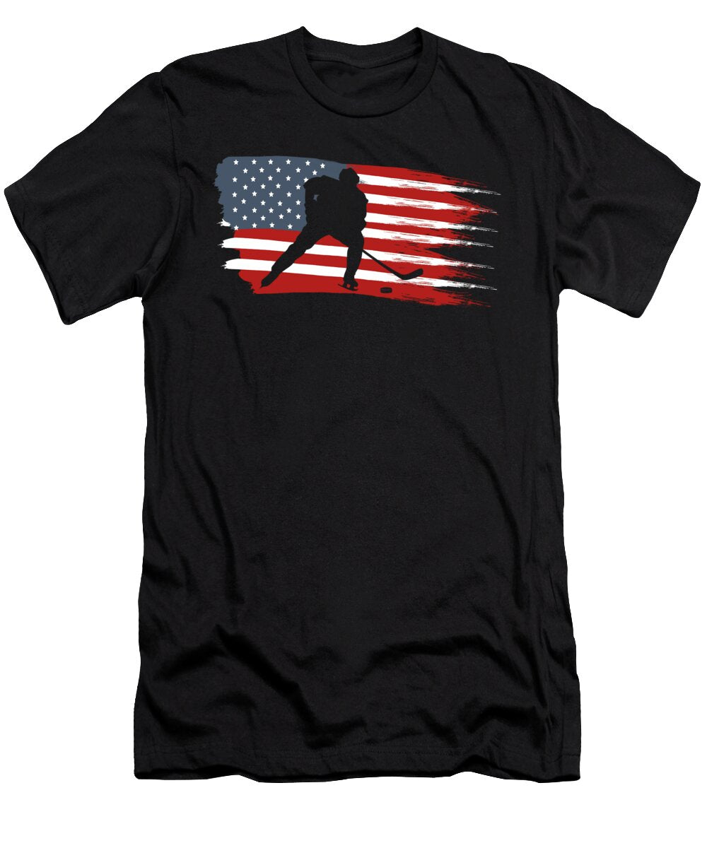 Hockey USA Flag Hockey Player Eq Designs T-Shirt