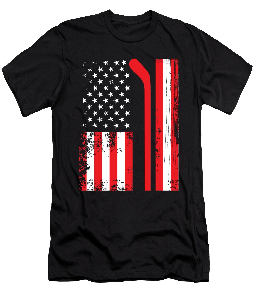 Hockey USA Flag Patriotic Ice Hockey Eq Designs T-Shirt