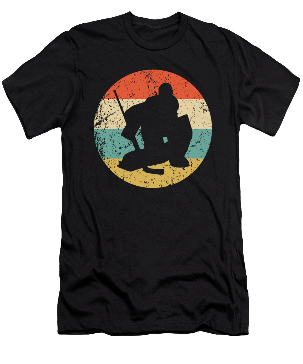 Hockey Vintage Retro Hockey Goalie Circle Icon Kevin Garbes T-Shirt