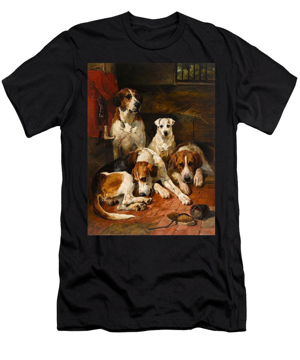 Hounds and a Terrier in a Kennel John Emms T-Shirt