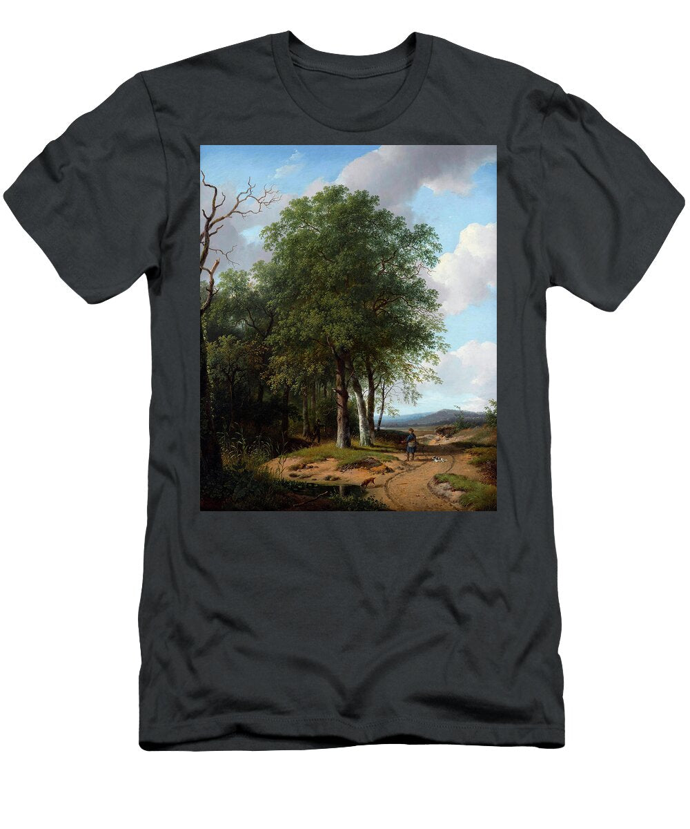 Hunters in a Wooded Landscape Andreas Schelfhout T-Shirt