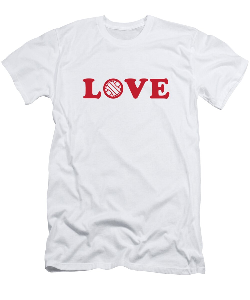 I Love Volleyball Red College Mascot Designs T-Shirt