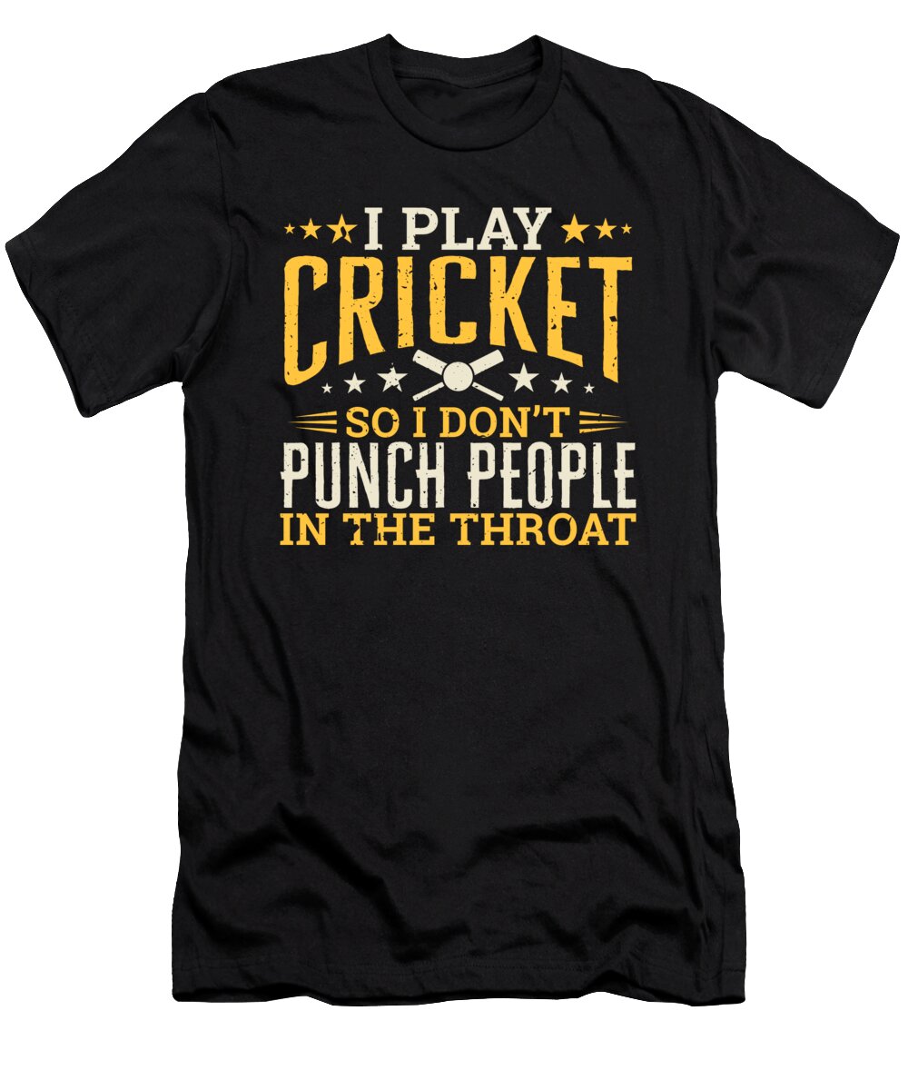 I Play Cricket So I Dont Punch People in the Throat Orange Pieces T-Shirt