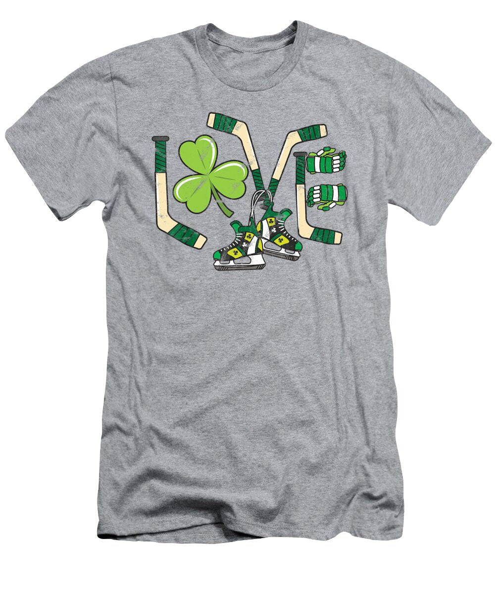 Ice Hockey Love St Patricks Day Cute Gift Goalie Clover Boys Julie Hurst T-Shirt
