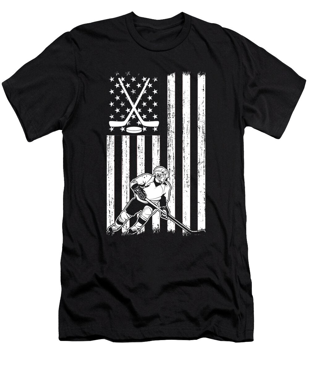 Ice Hockey Player Gift American Flag Hockey Fan Gift Kanig Designs T-Shirt