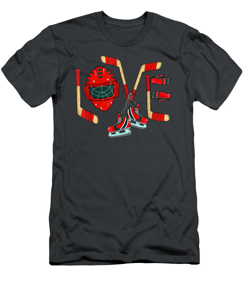 Ice Hockey Valentines Day Love Cute Gift Boys Girls Goalie Julie Hurst T-Shirt
