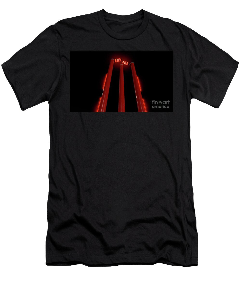 Illuminated Cricket Wicket Stumps Allan Swart T-Shirt