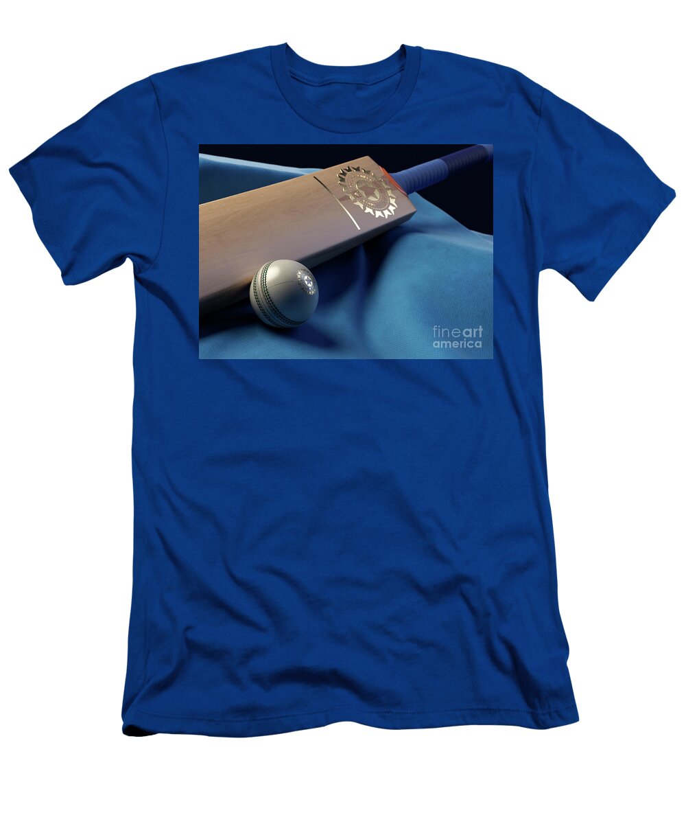 India Cricket Ball Bat and Fabric Allan Swart T-Shirt