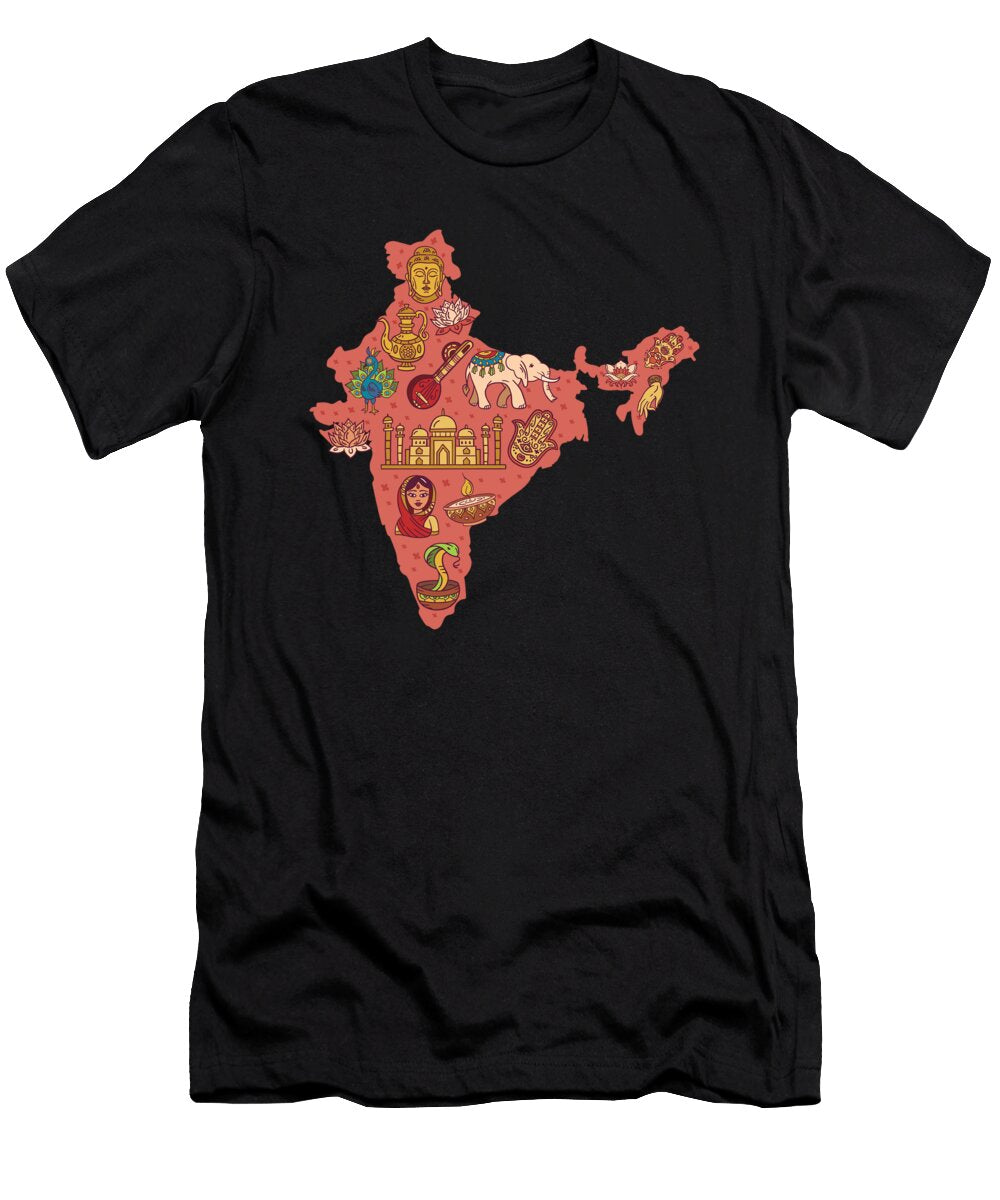 India Map with Indian Elements Map of India Designed By Vexels T-Shirt