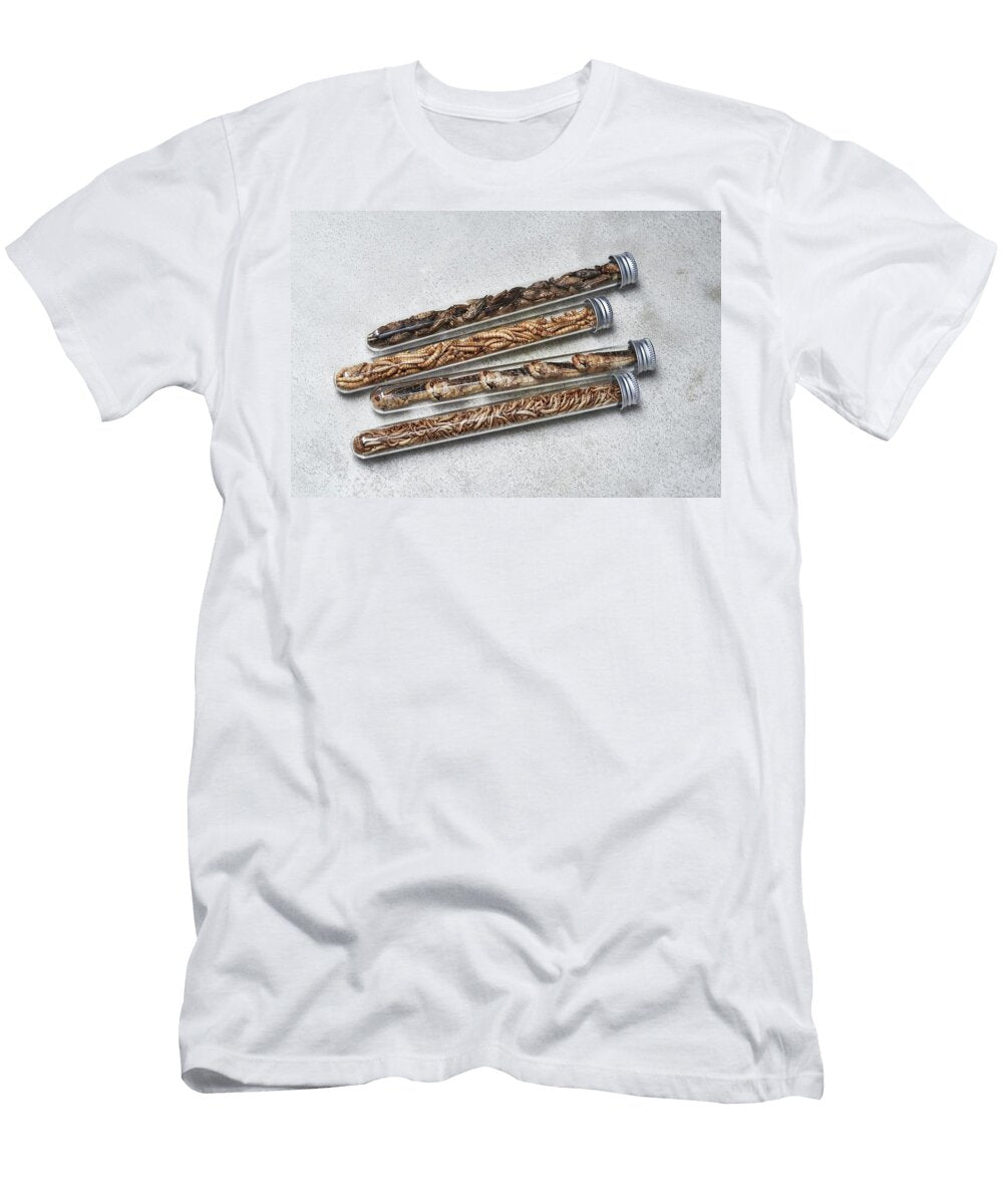 Insects in Test Tubes Crickets Mealworms Grasshoppers and Buffalo Worms Hans Gerlach T-Shirt