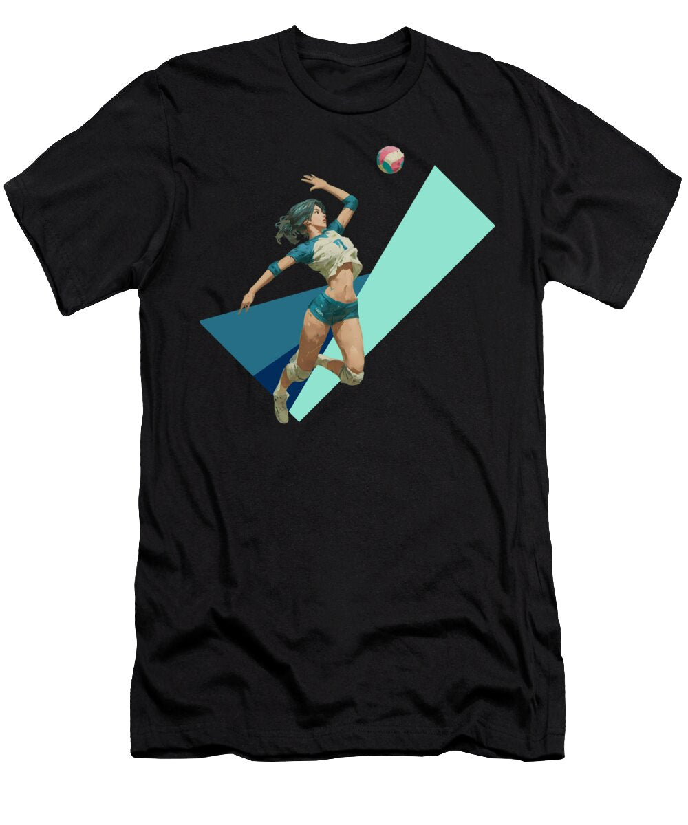 Intense Volleyball Right Side Spiker Illustration Dream Stuff T-Shirt