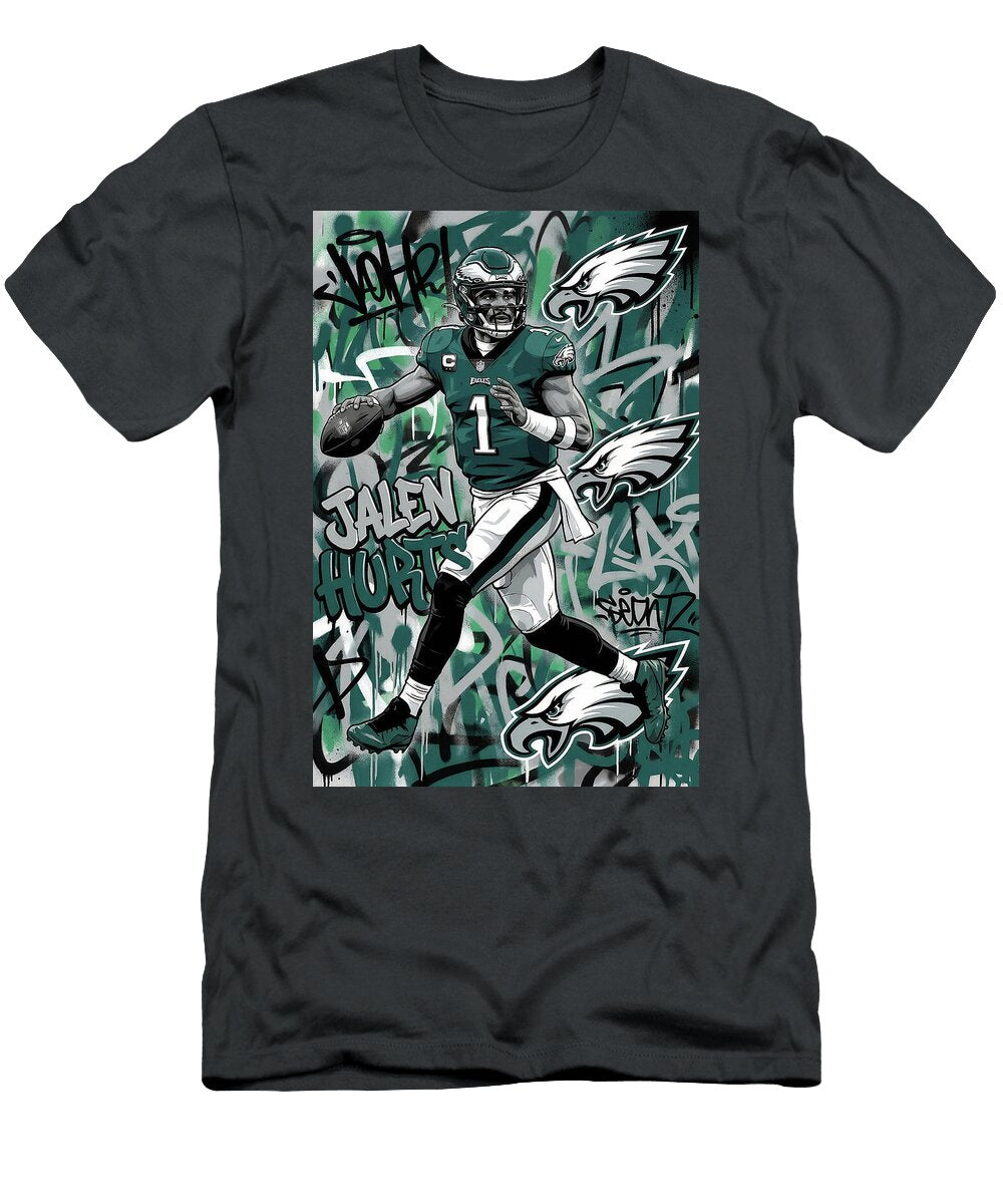 Jalen Hurts Dynamic Street Art Graffiti Poster Football Player NFL Sampadart Gallery T-Shirt