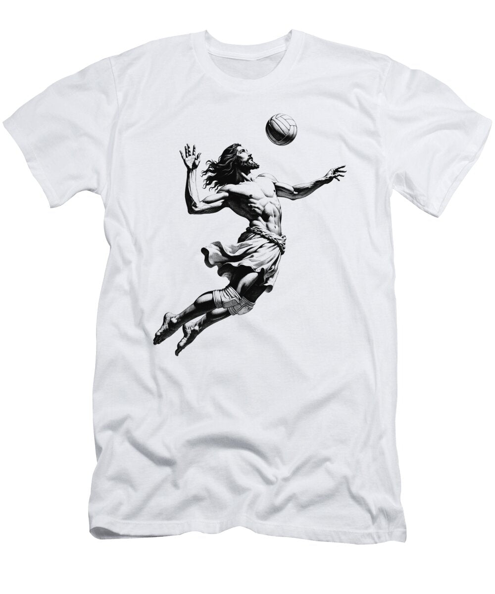 Jesus Playing Volleyball Vintage Retro 90s Christian Job T-Shirt