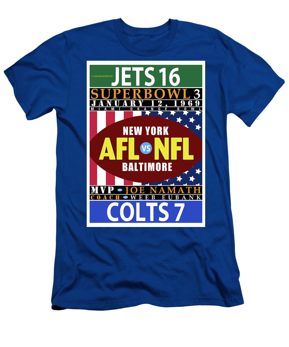 Jets 16 Colts 7 Super Bowl 3 Ron Regalado T-Shirt