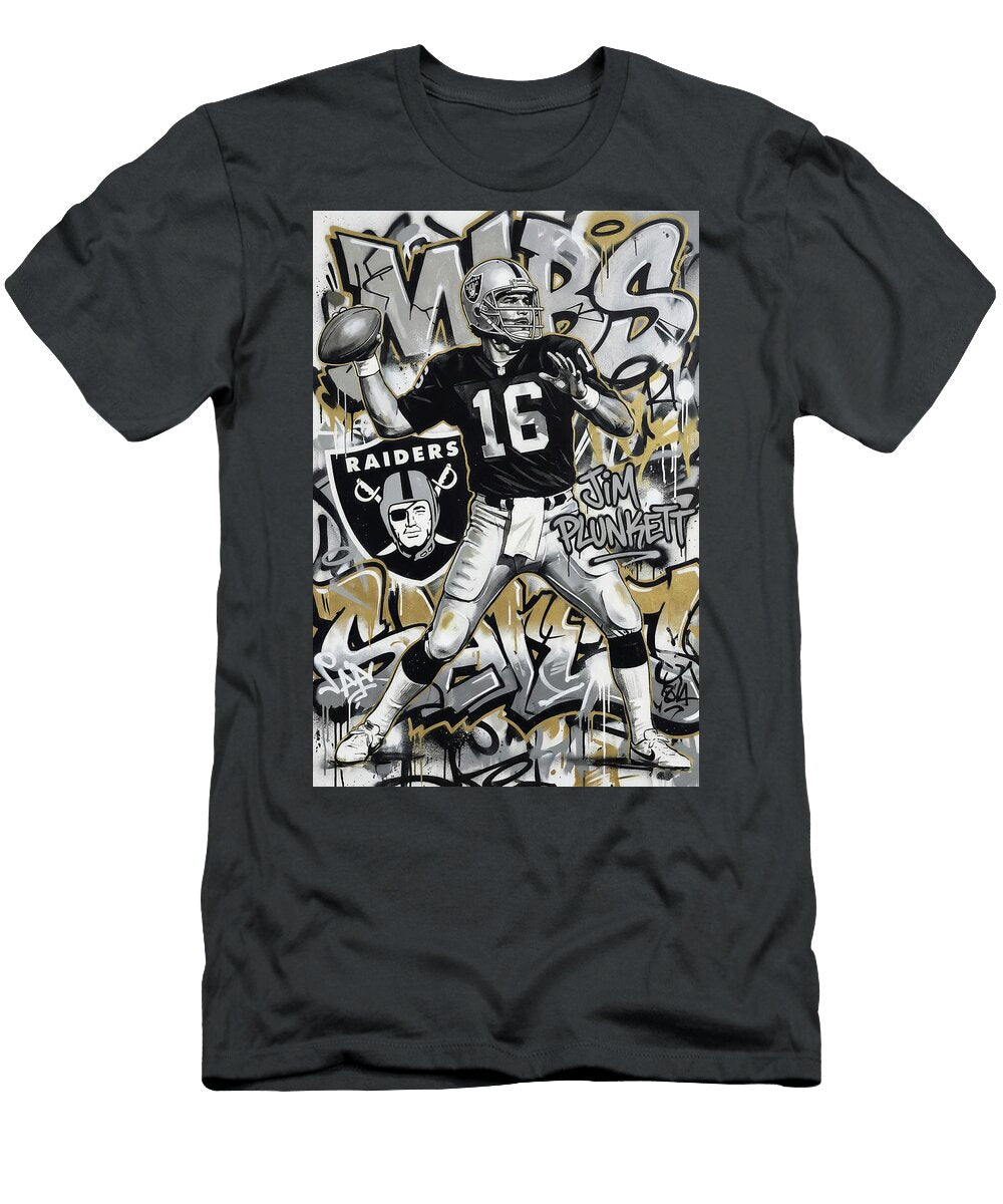 Jim Plunkett Raiders Graffiti Art Graffiti Poster Football Player NFL Sampadart Gallery T-Shirt