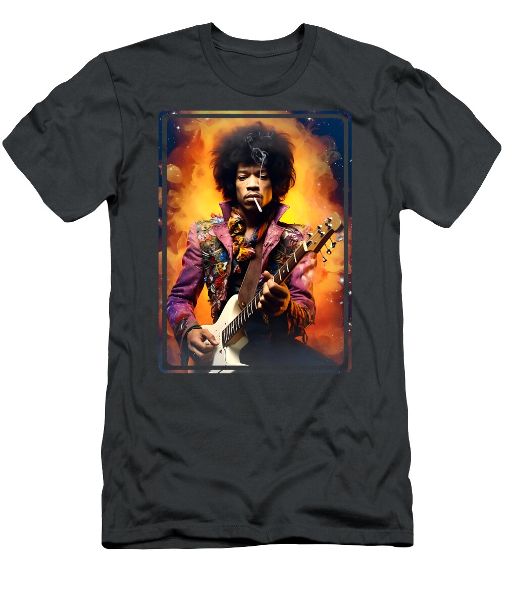 Jimi Hendrix Portrait 4 Mark Ashkenazi T-Shirt