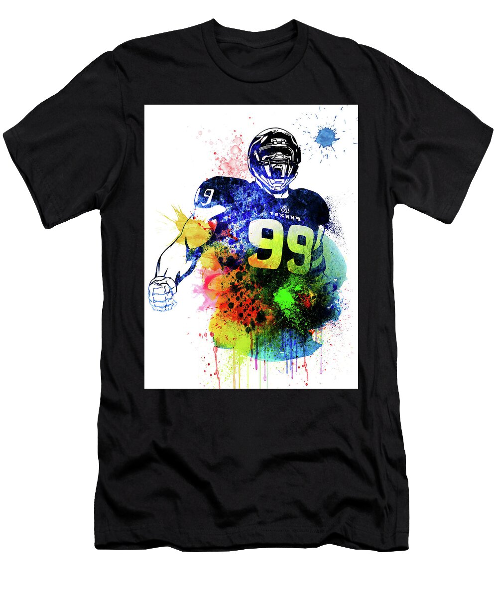 Jj Watt Watercolor I Naxart Studio T-Shirt
