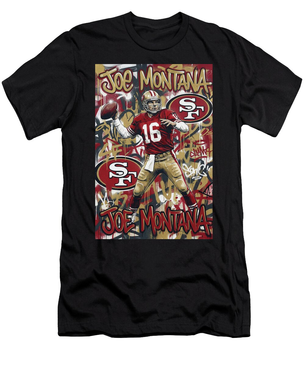 Joe Montana Graffiti Poster Football Player NFL Sampadart Gallery T-Shirt