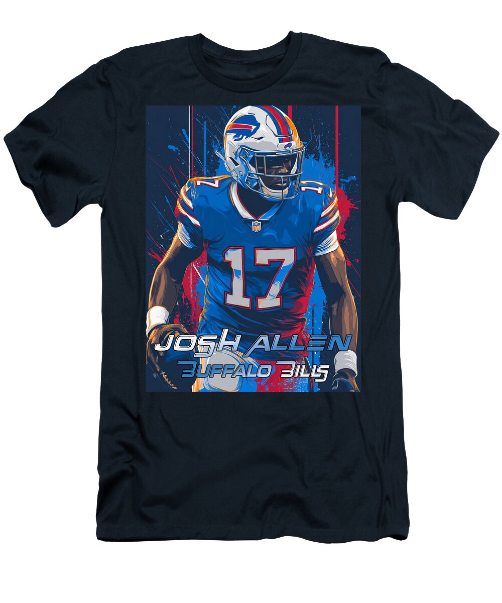 Josh Allen Buffalo Bills Art Kevin Walker and Pixel Reverie T-Shirt