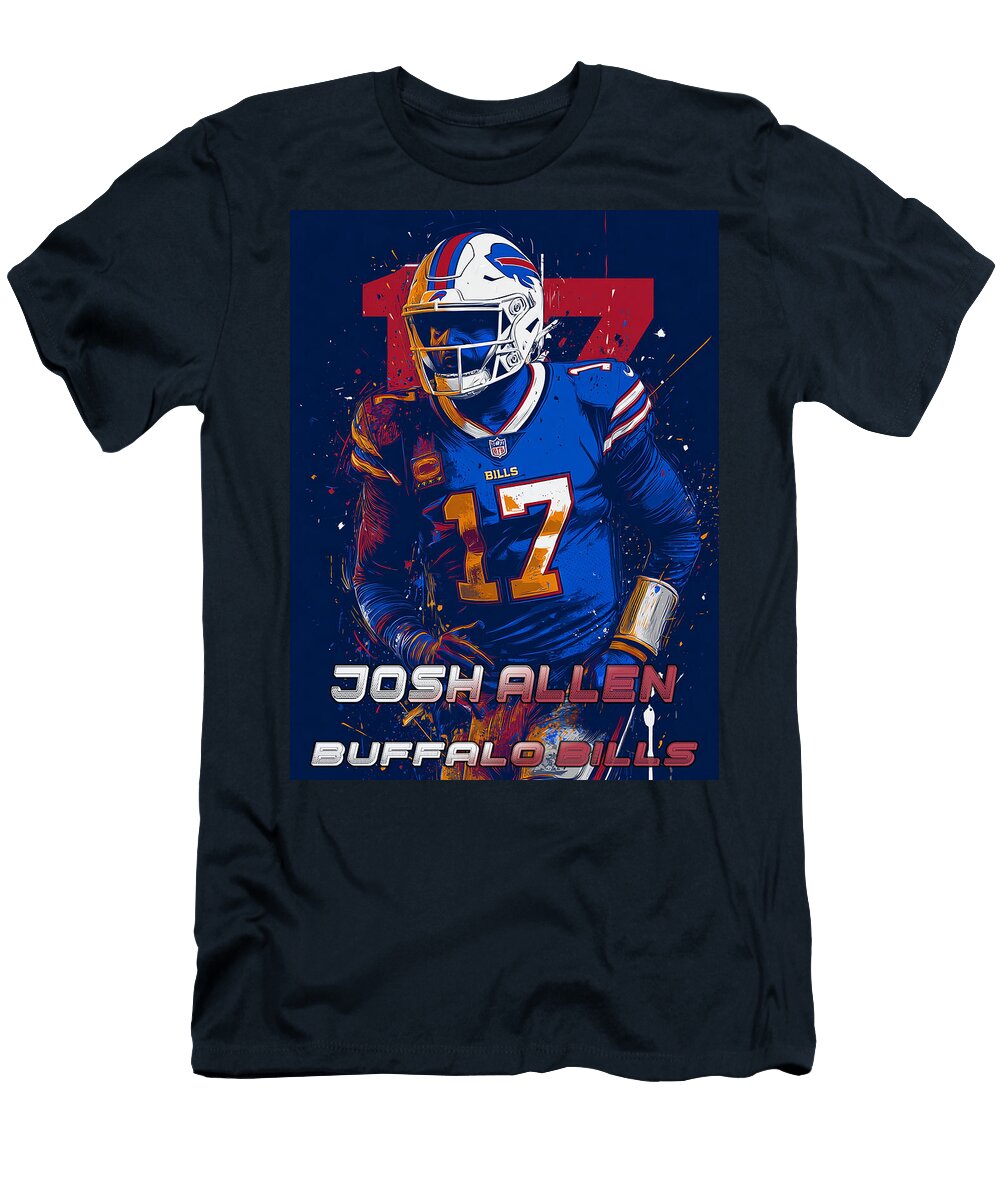 Josh Allen Buffalo Bills Poster Kevin Walker and Pixel Reverie T-Shirt