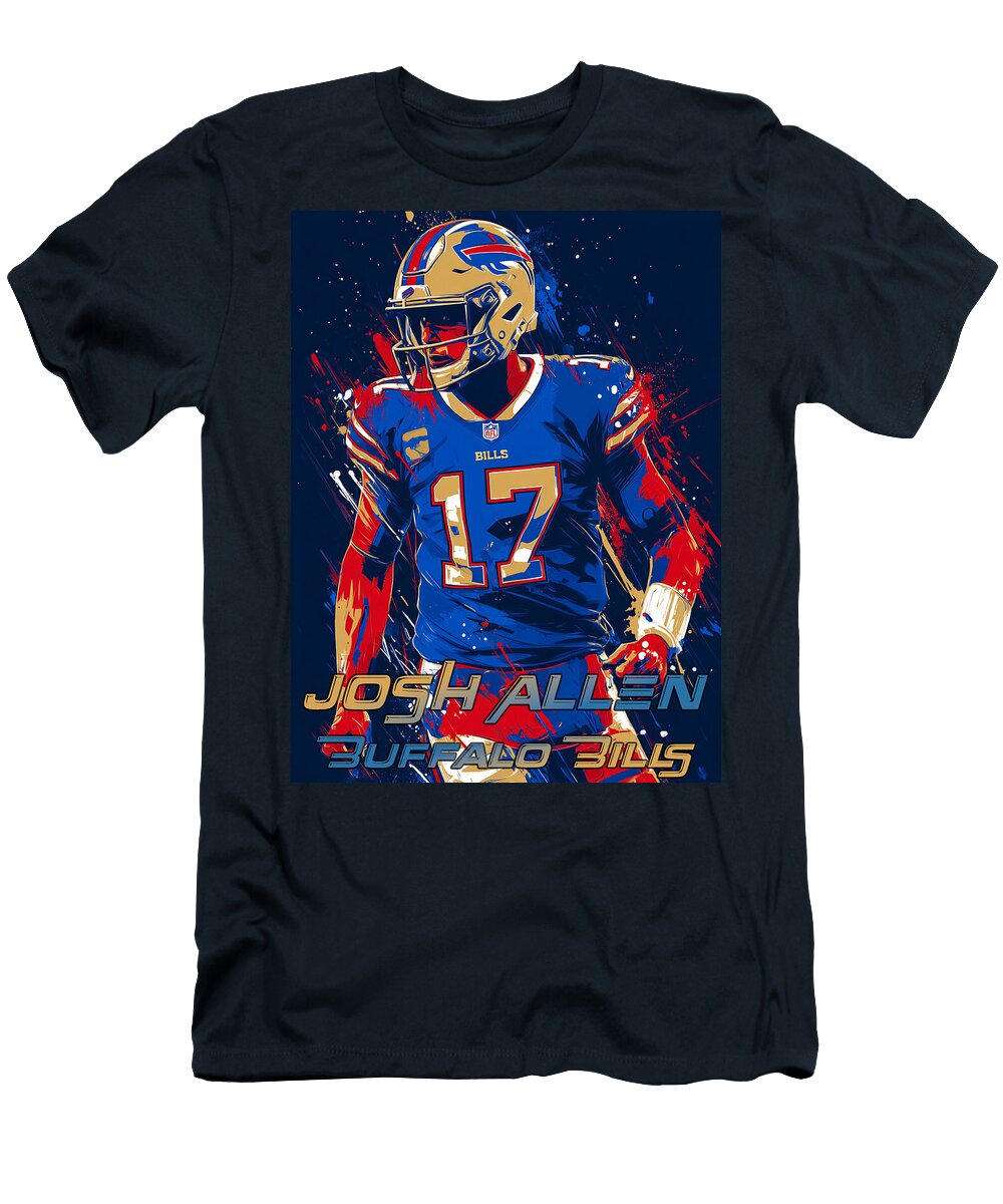 Josh Allen in Buffalo Bills Jersey Kevin Walker and Pixel Reverie T-Shirt