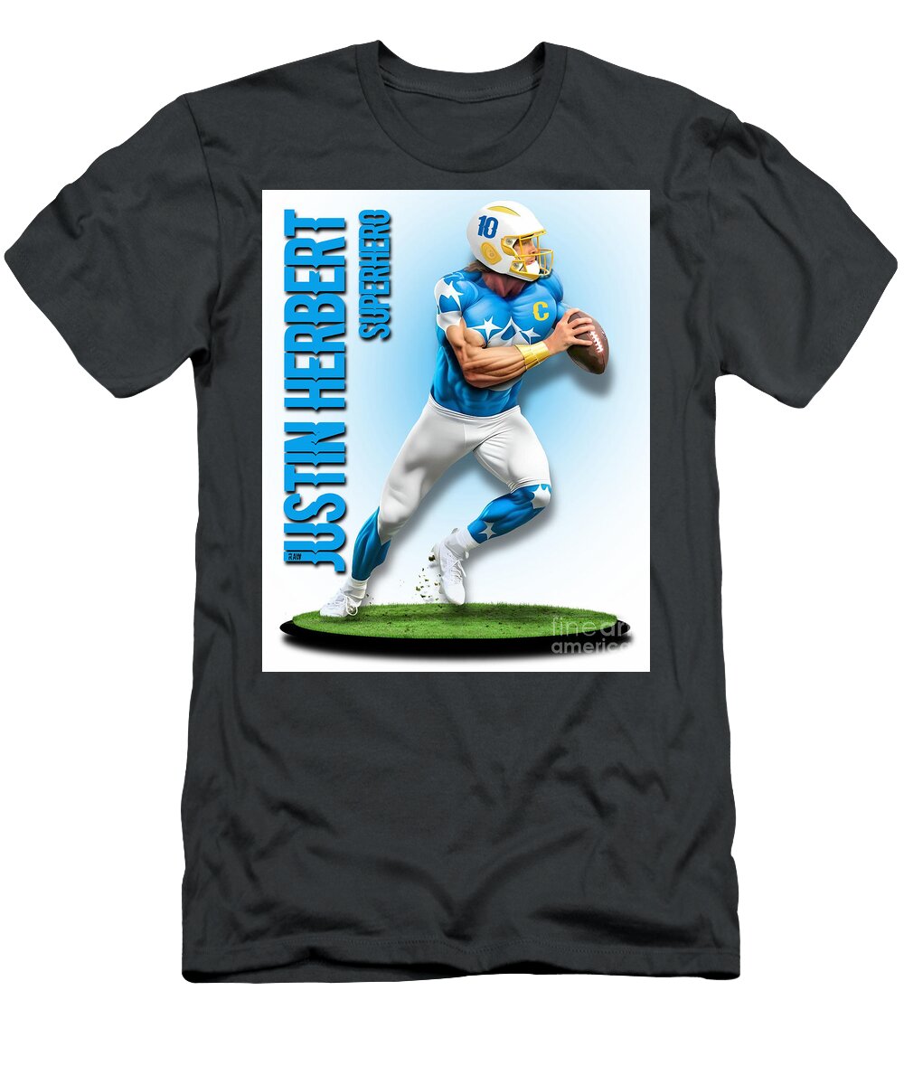 Justin Herbert Superhero 1e Robert Williams T-Shirt