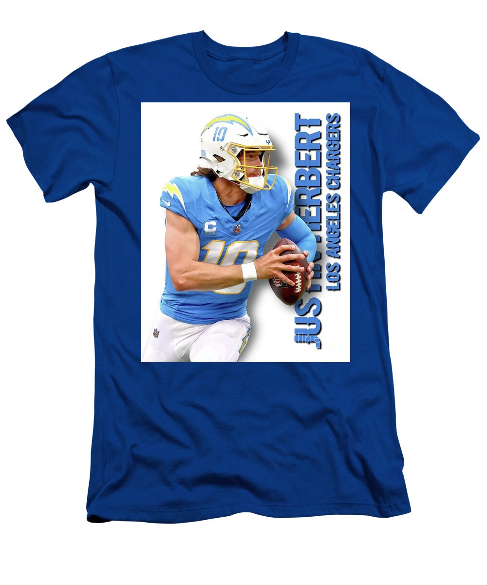 Justin Herbert Up Close 1 Robert Williams T-Shirt