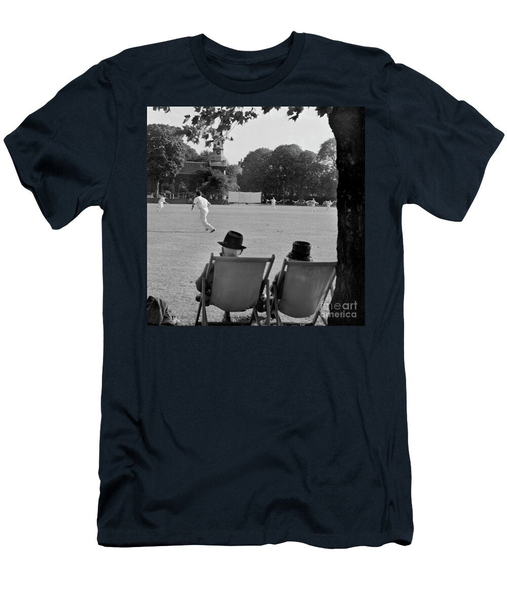 Kew Green London Rear View of an Elderly Couple Seated on Deckchairs Watching a Cricket Match 1962 64 John Gay T-Shirt