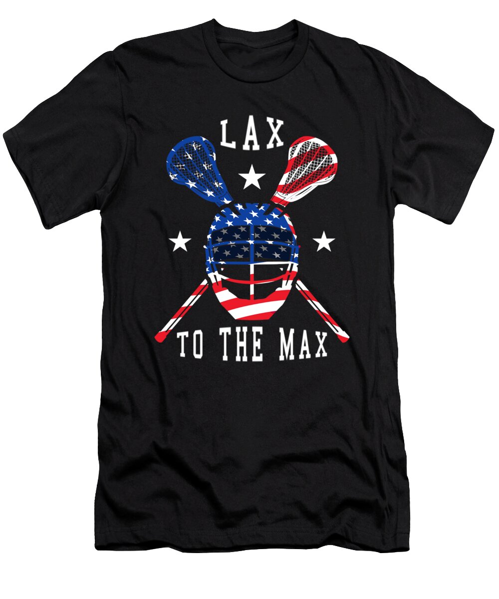 Lacrosse American Flag Lax to the Max Lacrosse Player Kanig Designs T-Shirt