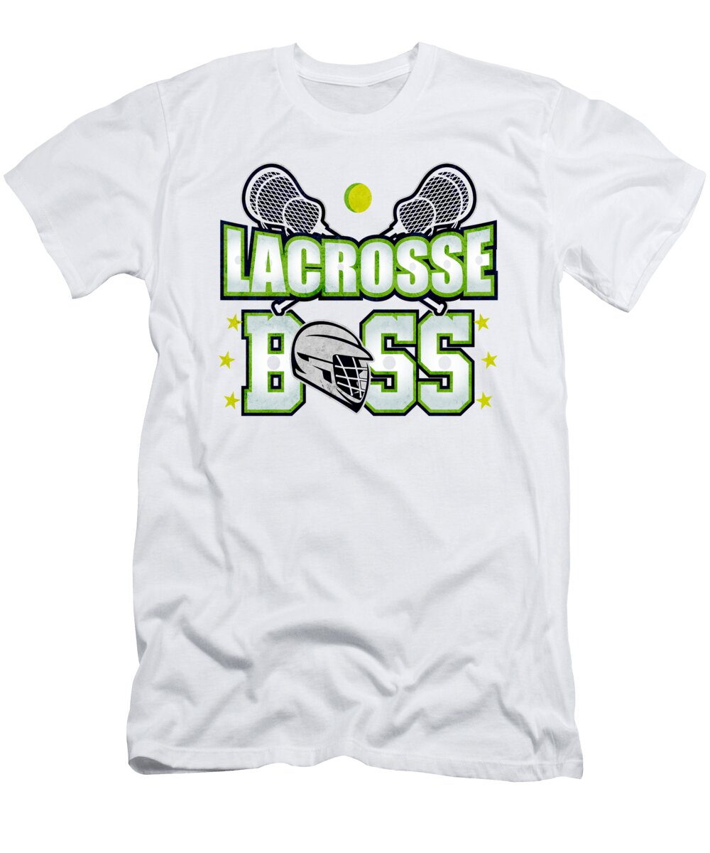 Lacrosse Boss Lacrosse Sticks Fun Lacrosse Player Gift Kanig Designs T-Shirt