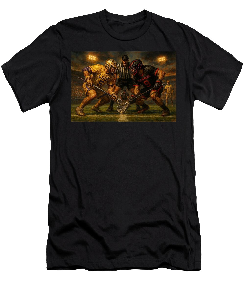Lacrosse Face Off At Night James Spears T-Shirt