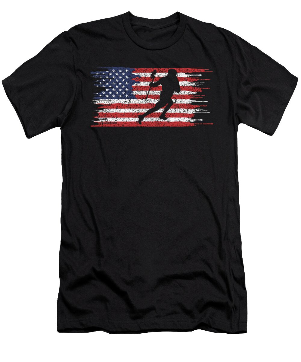 Lacrosse Player American Flag Kanig Designs T-Shirt