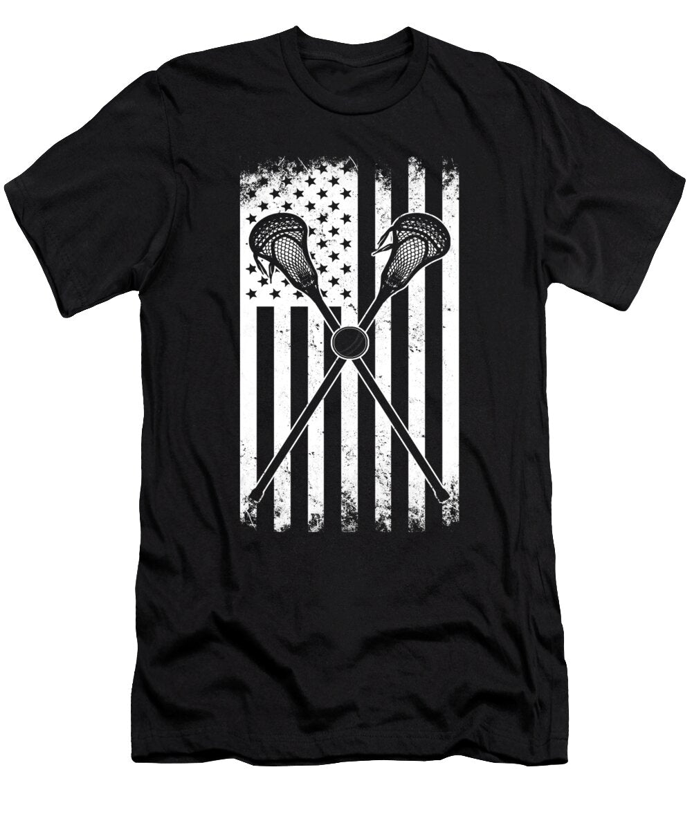 Lacrosse Player Gift American Flag Lacrosse Sticks Kanig Designs T-Shirt