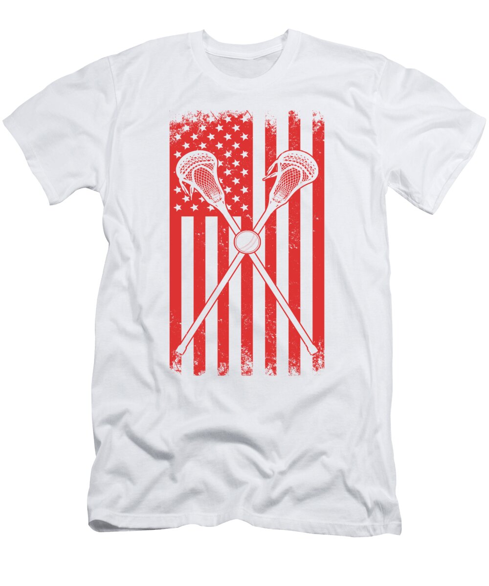 Lacrosse Player Gift Idea American Flag Lacrosse Sticks Kanig Designs T-Shirt