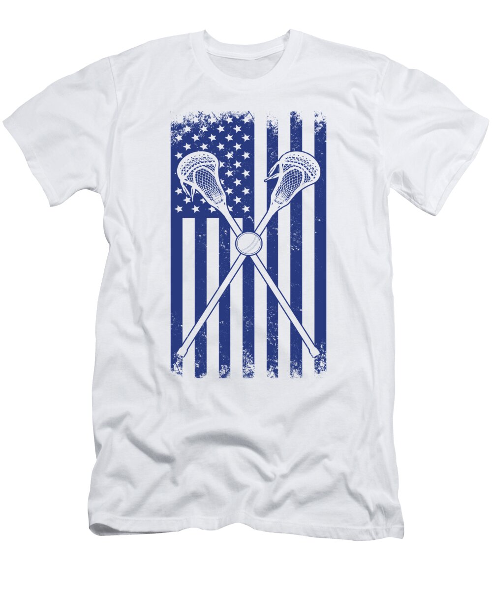 Lacrosse Player Gift Ideas American Flag Lacrosse Sticks Kanig Designs T-Shirt