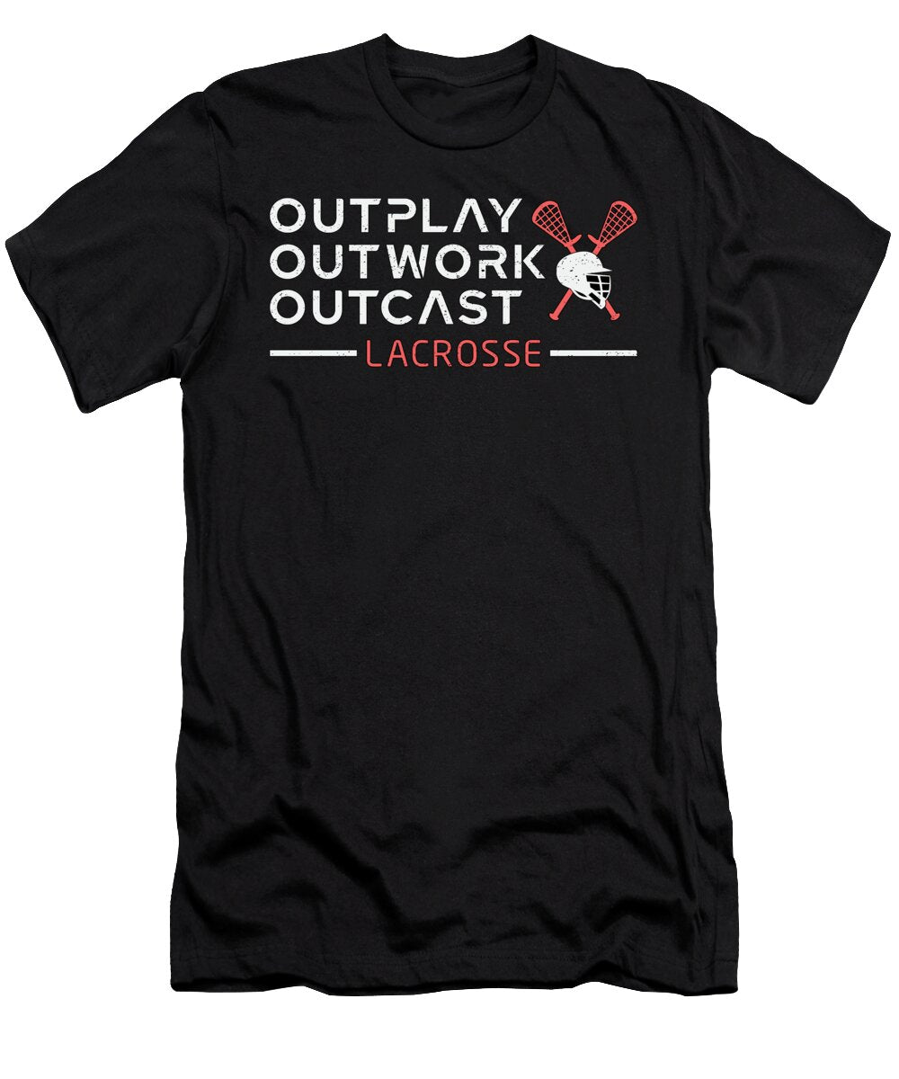 Lacrosse Player Lax Outplay Outwork Outcast Gift Tshirtconcepts Marvin Poppe T-Shirt