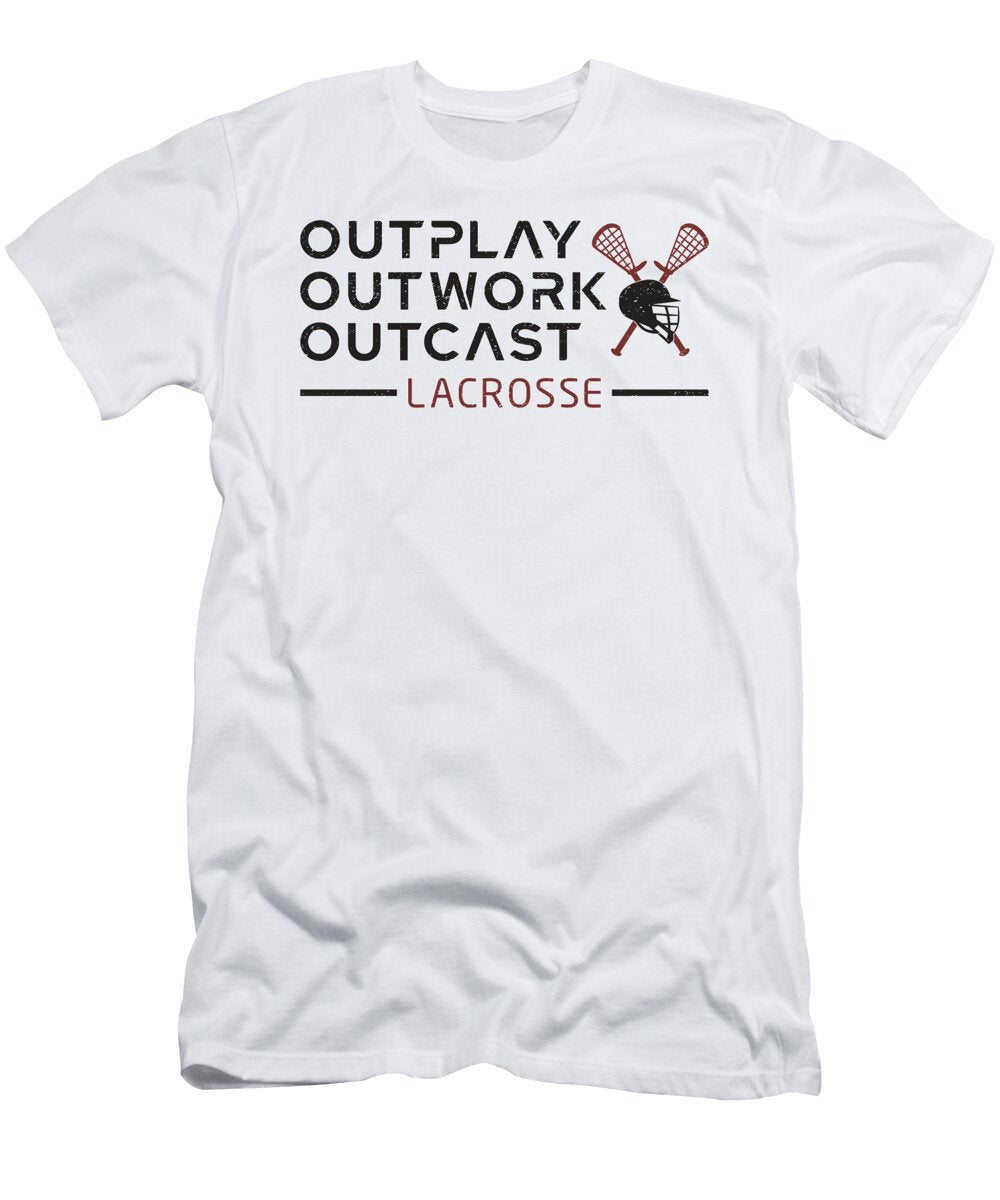 Lacrosse Player Outplay Outwork Outcast Lax Gift Tshirtconcepts Marvin Poppe T-Shirt