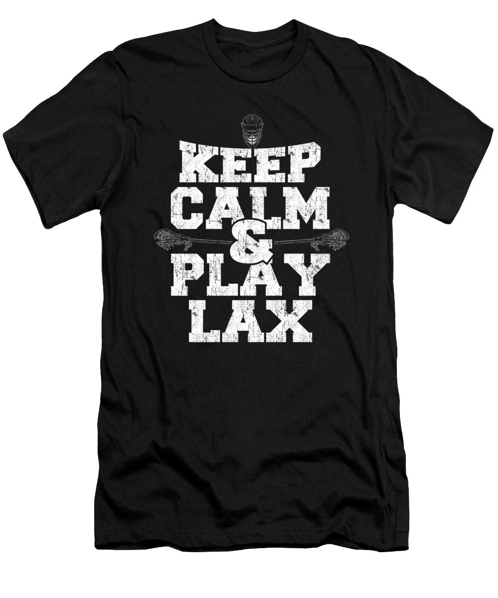 Lacrosse Team Player Lacrosse Keep Calm and Lax on Crazy Squirrel T-Shirt