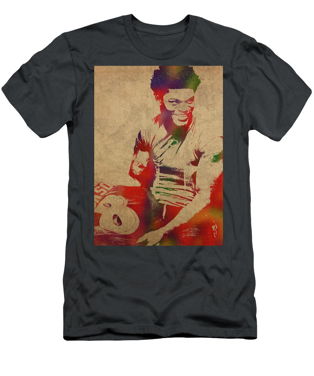 Lamar Jackson Watercolor Portrait Design Turnpike T-Shirt