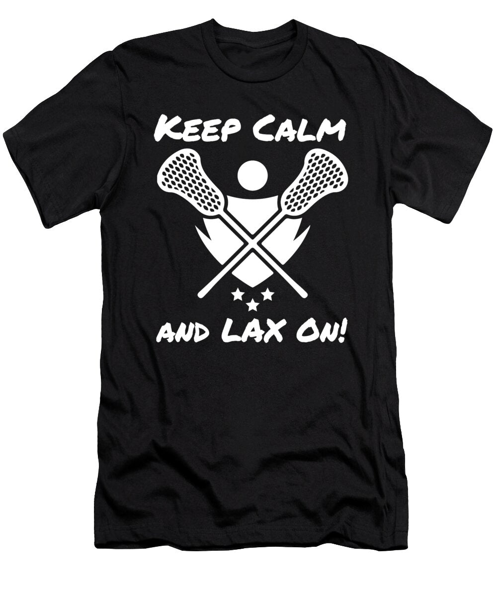 Lax Player Lacrosse Lover Gift Keep Calm and Lax on Kanig Designs T-Shirt