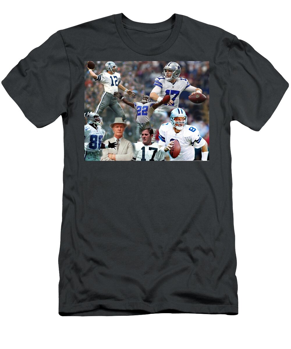 Legendary Quarterbacks of the Dallas Cowboys Oil Painting Peter Nowell T-Shirt